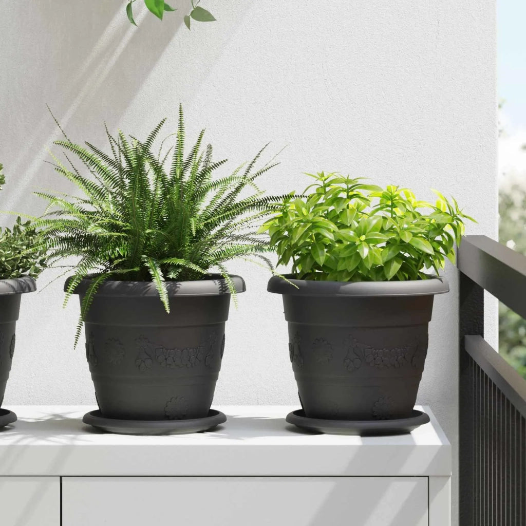 Vasi per Piante 6 pcs Nero Ø 22 x 18 cm Plastica 3403275