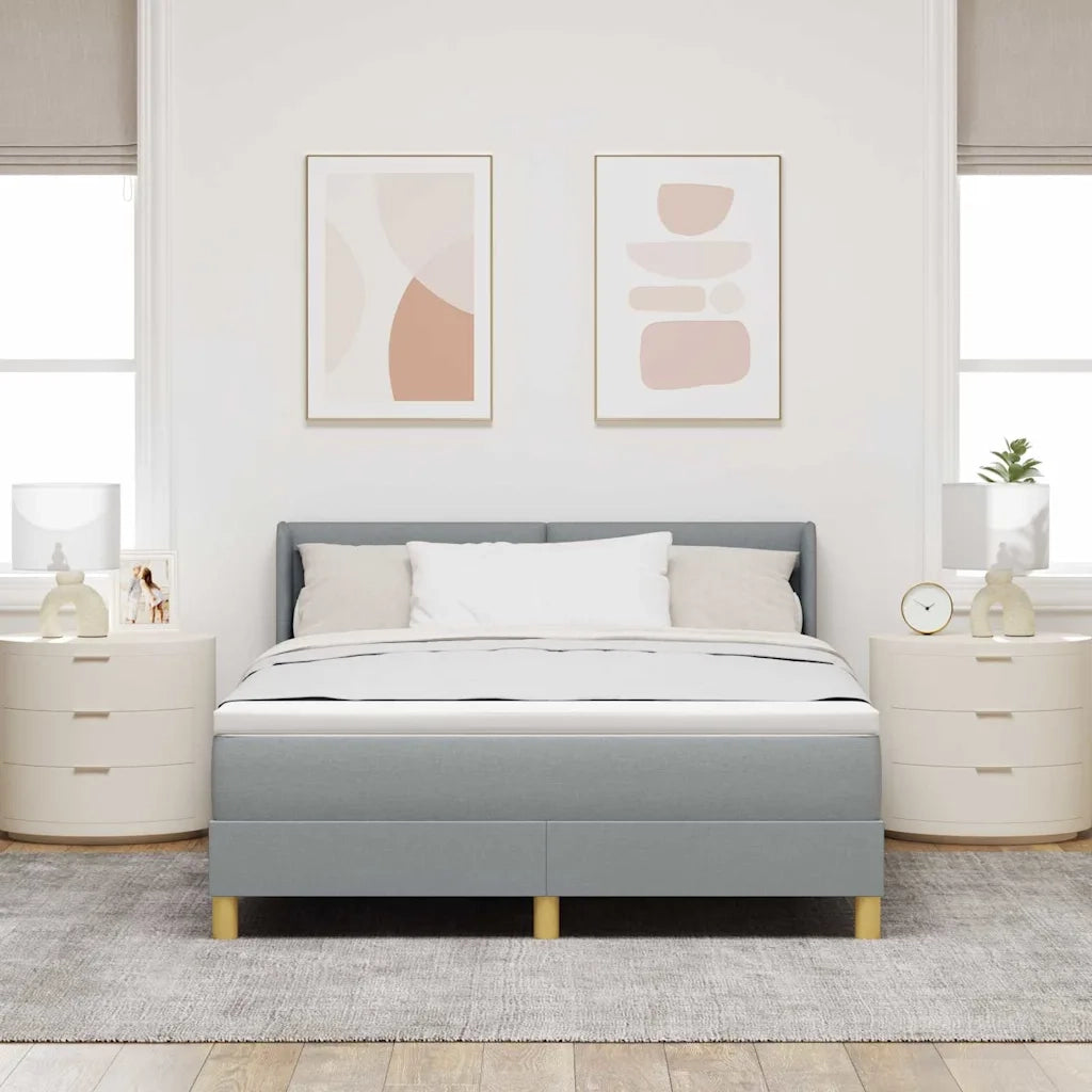 Letto a molle con materasso Grigio chiaro 200 x 140 cm Tessuto 3341293