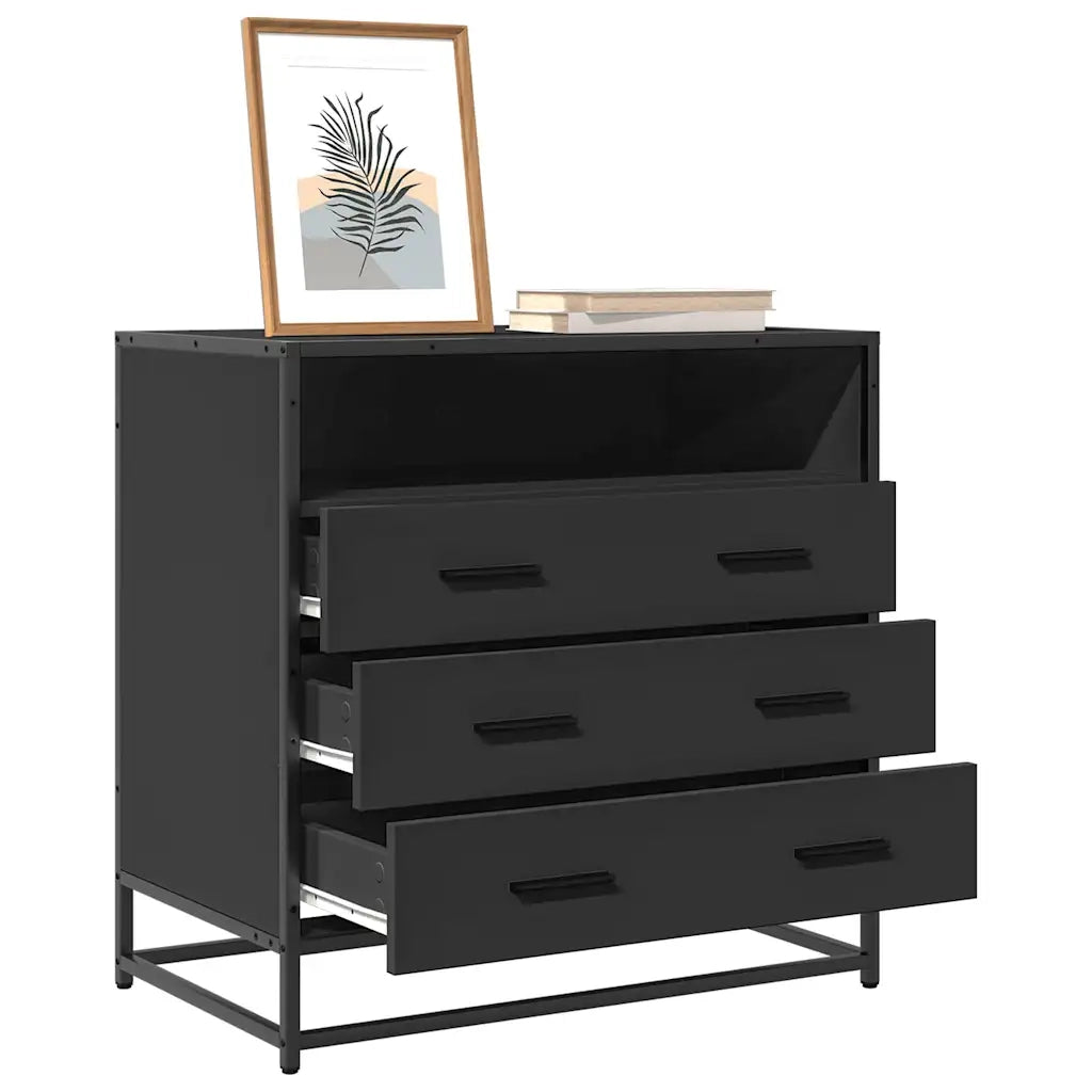 Cassettiera Nera 70x41x70 cm in Legno Multistrato 849084