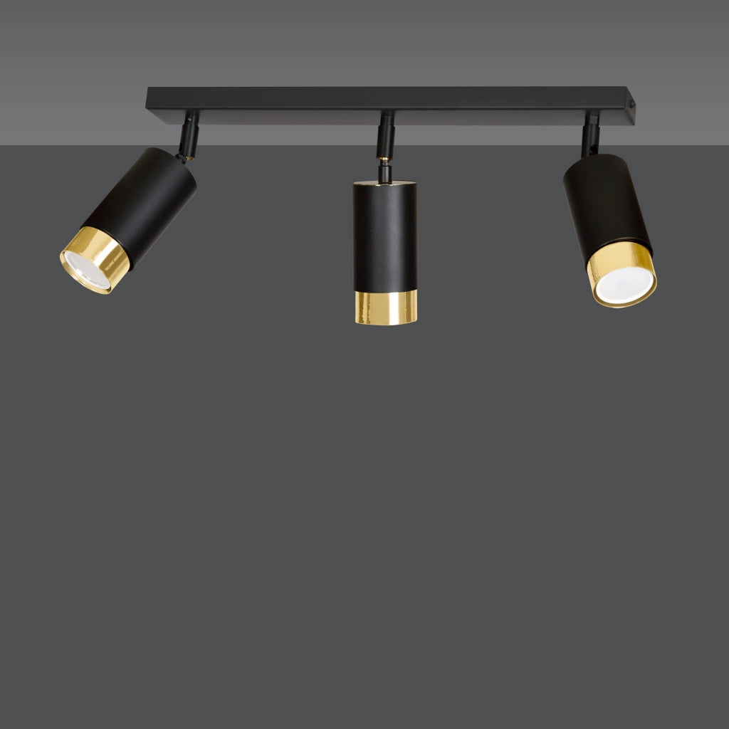 Plafoniera Emibig HIRO 3xGU10 nero oro orientabile