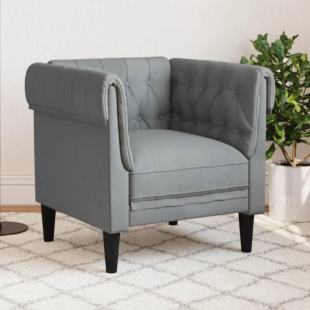Poltrona | Sedia Relax Chesterfield Grigio Chiaro in Tessuto