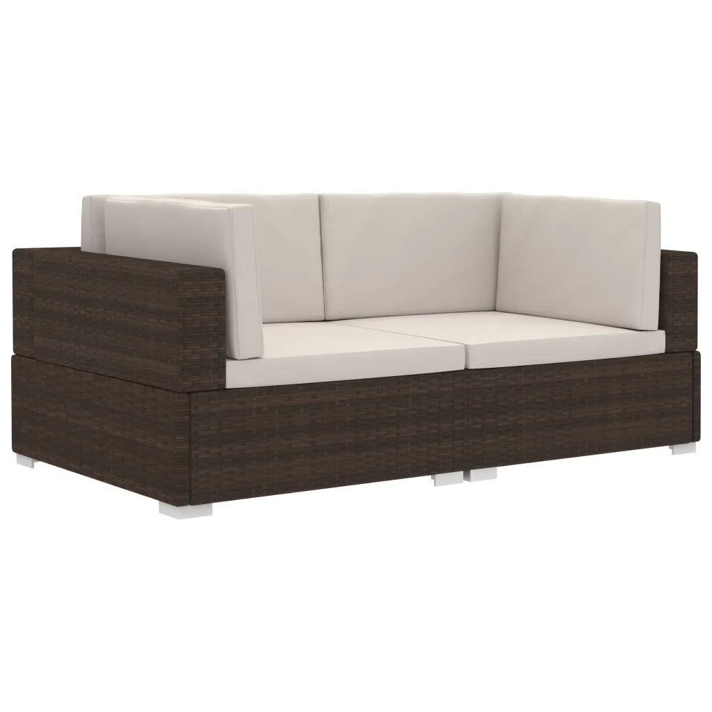 Poltrone Modulari ad Angolo con Cuscini 2 pz Polyrattan Marrone CFW8242782