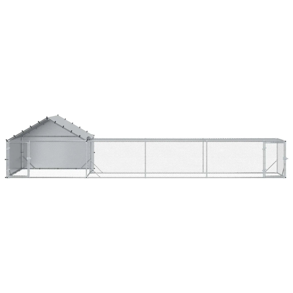 Gabbia per Galline con Tetto e Giardino 2 pz Argento 3434659