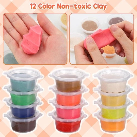 Set di Accessori in Pasta di Modellare per Bambini - 56-Delig - Hamburgers e Pizza - Pasta di Modellare - Pasta di Modellare per Bozzetti - Strumenti per Modellare