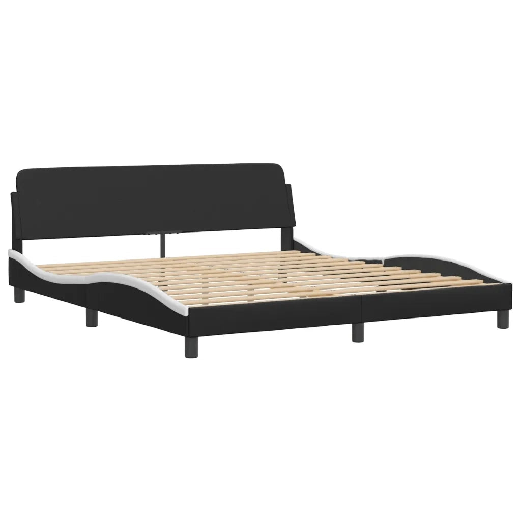 Letto matrimoniale | Letto per adulti | Giroletto Viana con LED senza Materasso Nero e Bianco 180x200 cm