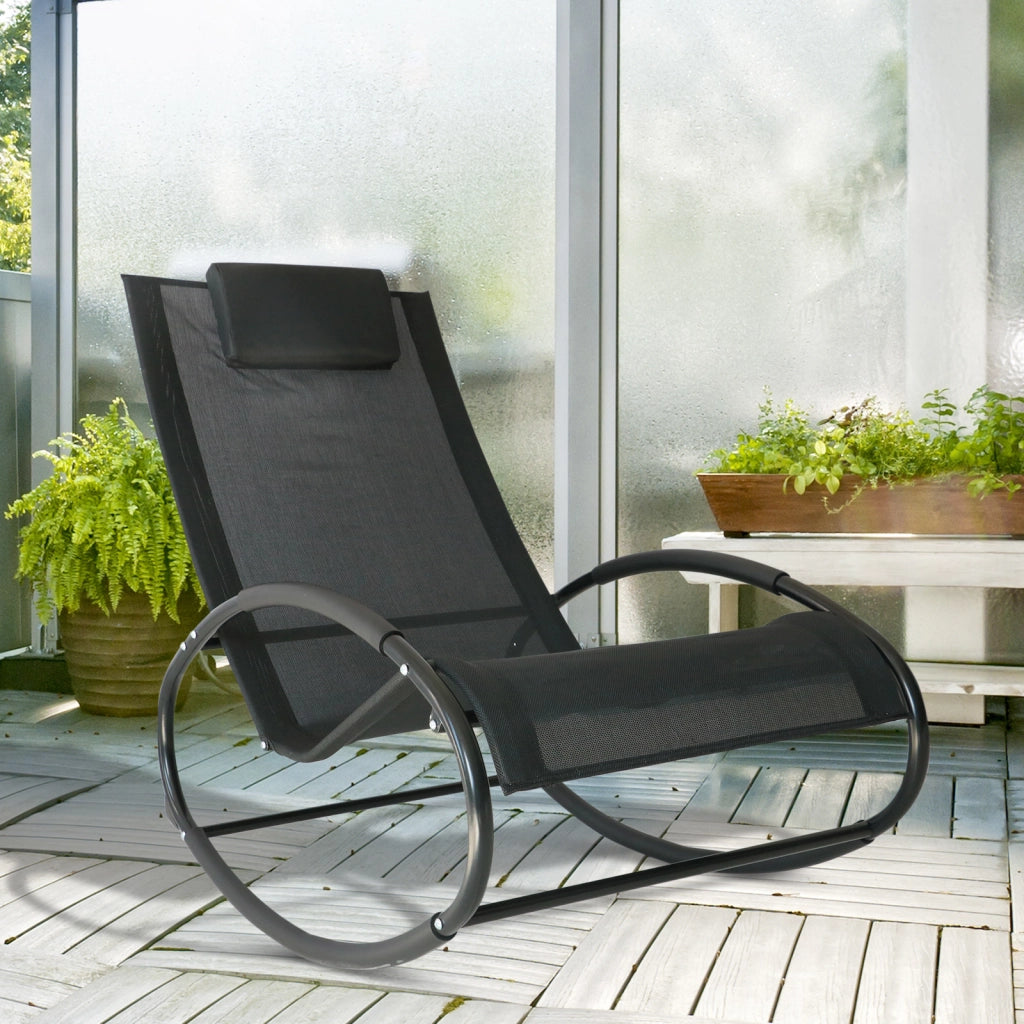 Sdraio da Giardino Zero Gravity con Cuscino ¨C Minimal ¨C 105x62x88cm, Nero