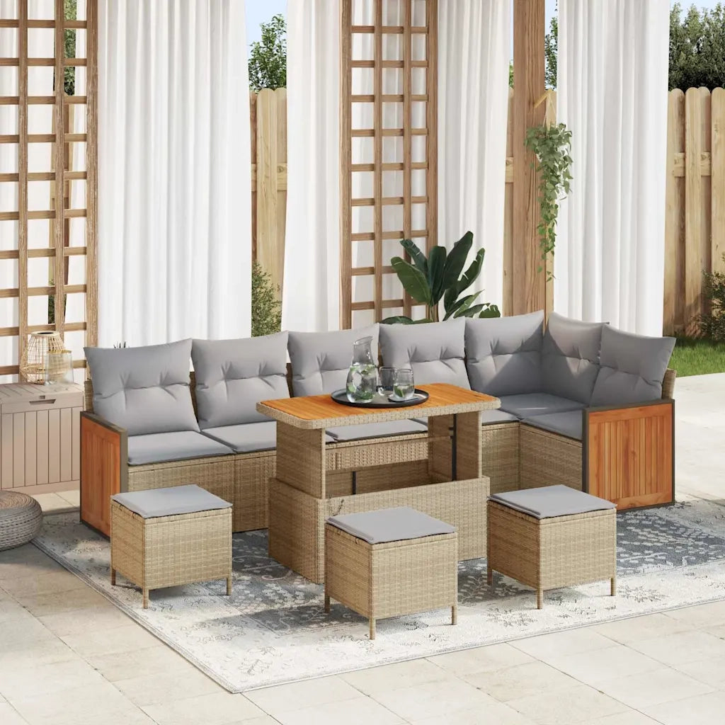 Set Divano da Giardino 12 pcs Beige e Grigio Chiaro polyrattan 3365282