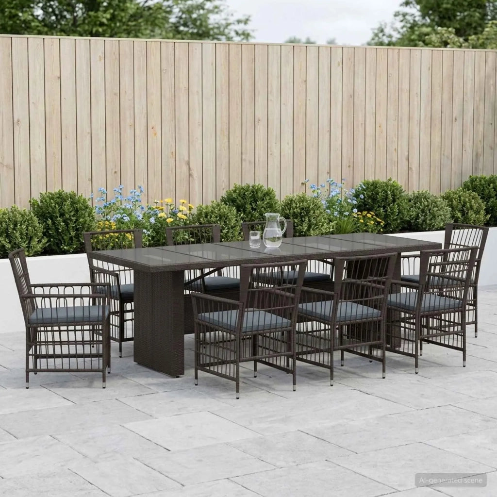 Set da pranzo per esterni 9 pz Nero polyrattan 3448944