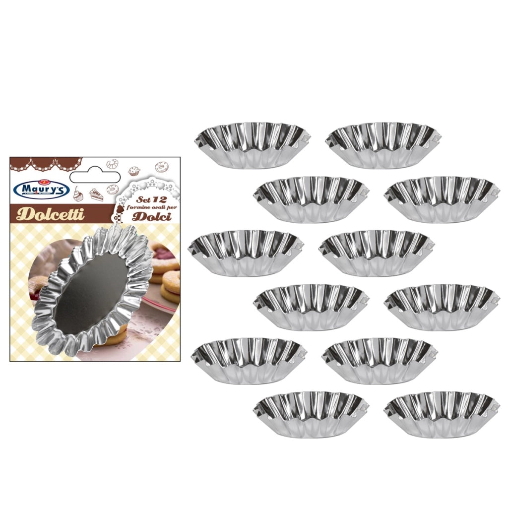 MAURY'S FORMINE OVALI PER DOLCI IN SET DA 12 PEZZI DA 8 CM