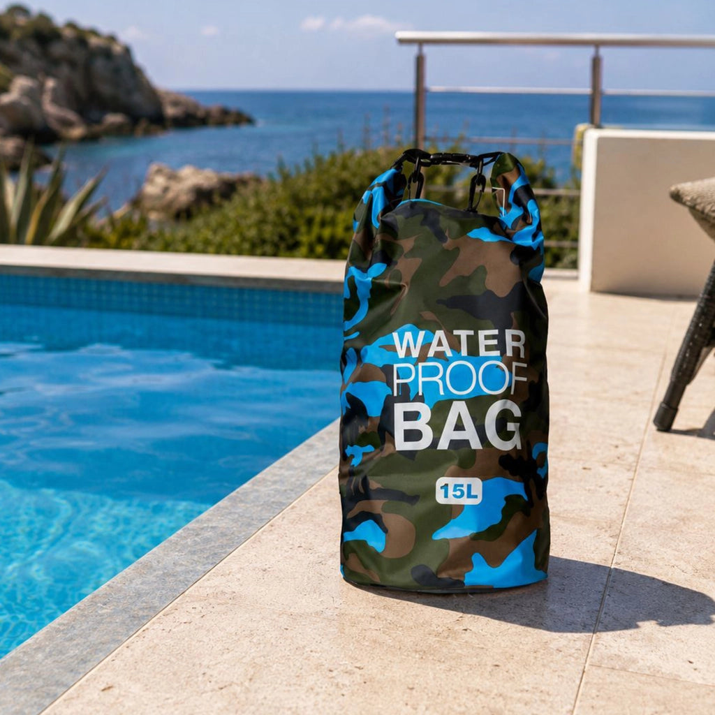 Semarese, Borsa Impermeabile Capacità 15 lt, blu Mimetica