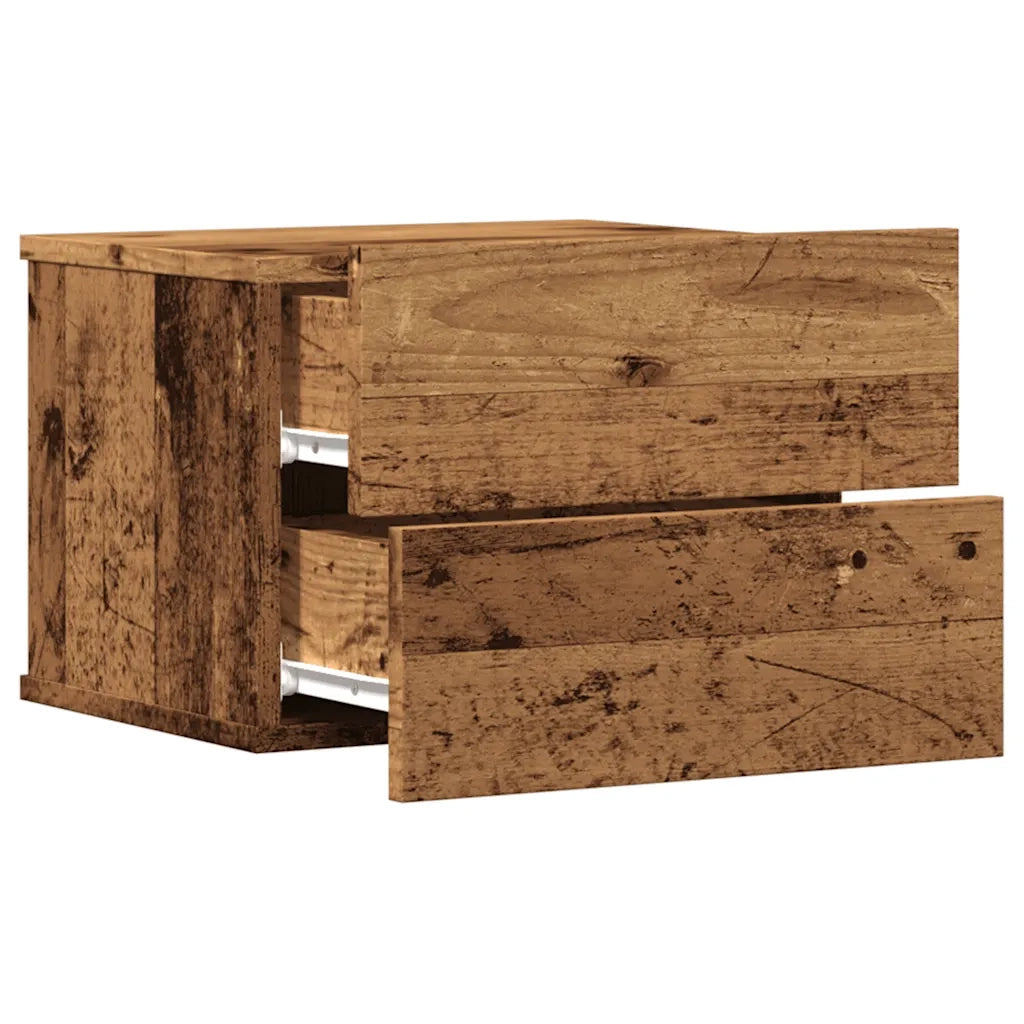 Comodini a Muro 2 pz Legno Antico 40x32x30 cm 855945