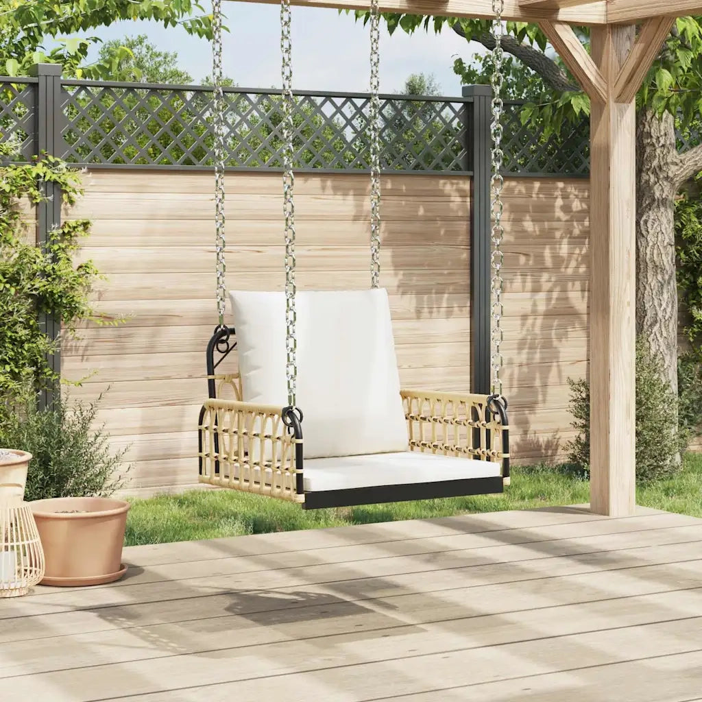Sedia a Dondolo con Cuscini 63x58x39 cm Polyrattan e Acciaio 4009297