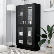 Armadietto con Vetrina Nero 82,5x30,5x150 cm Legno Multistrato 802760