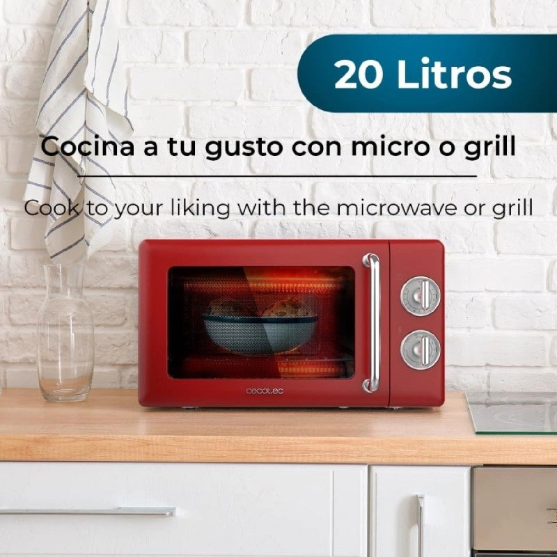 CECOTEC 01710 - Microonde 20l con grill proclean 3110 retro red