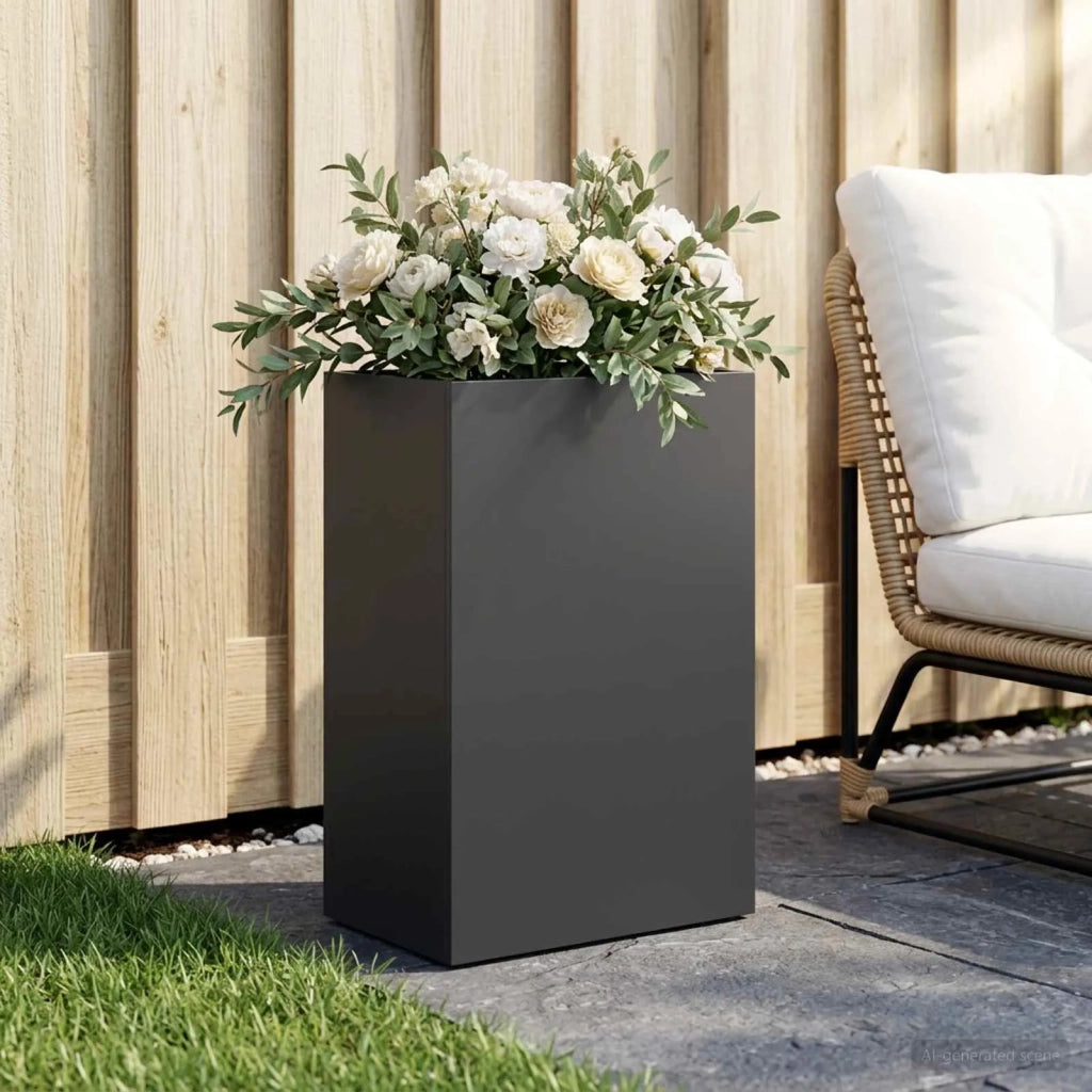 Vaso da giardino Nero 50 x 40 x 75 cm Acciaio laminato a freddo 8005666