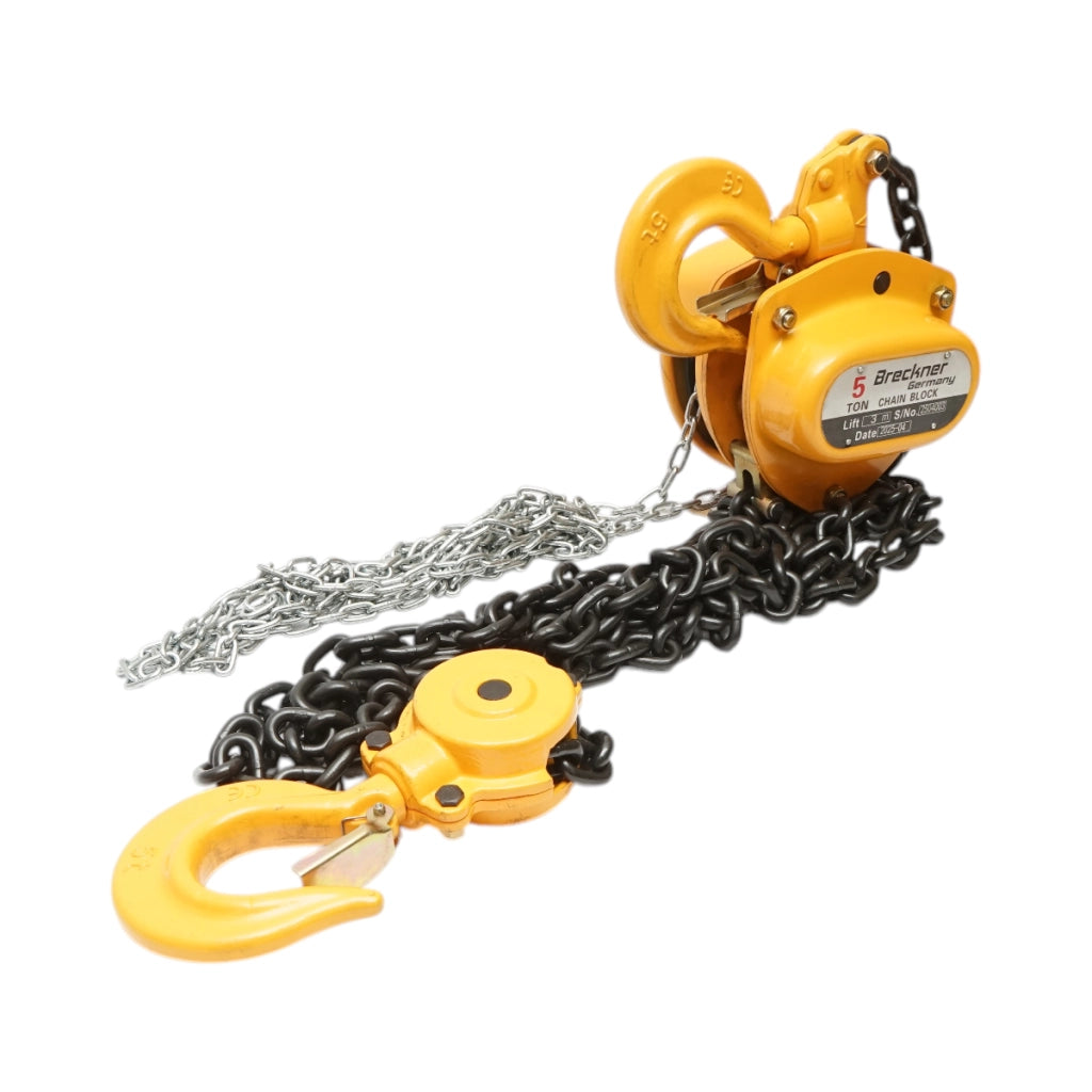 Paranco manuale a catena, carico massimo 5000 kg, lunghezza catena 3 m Breckner Germany