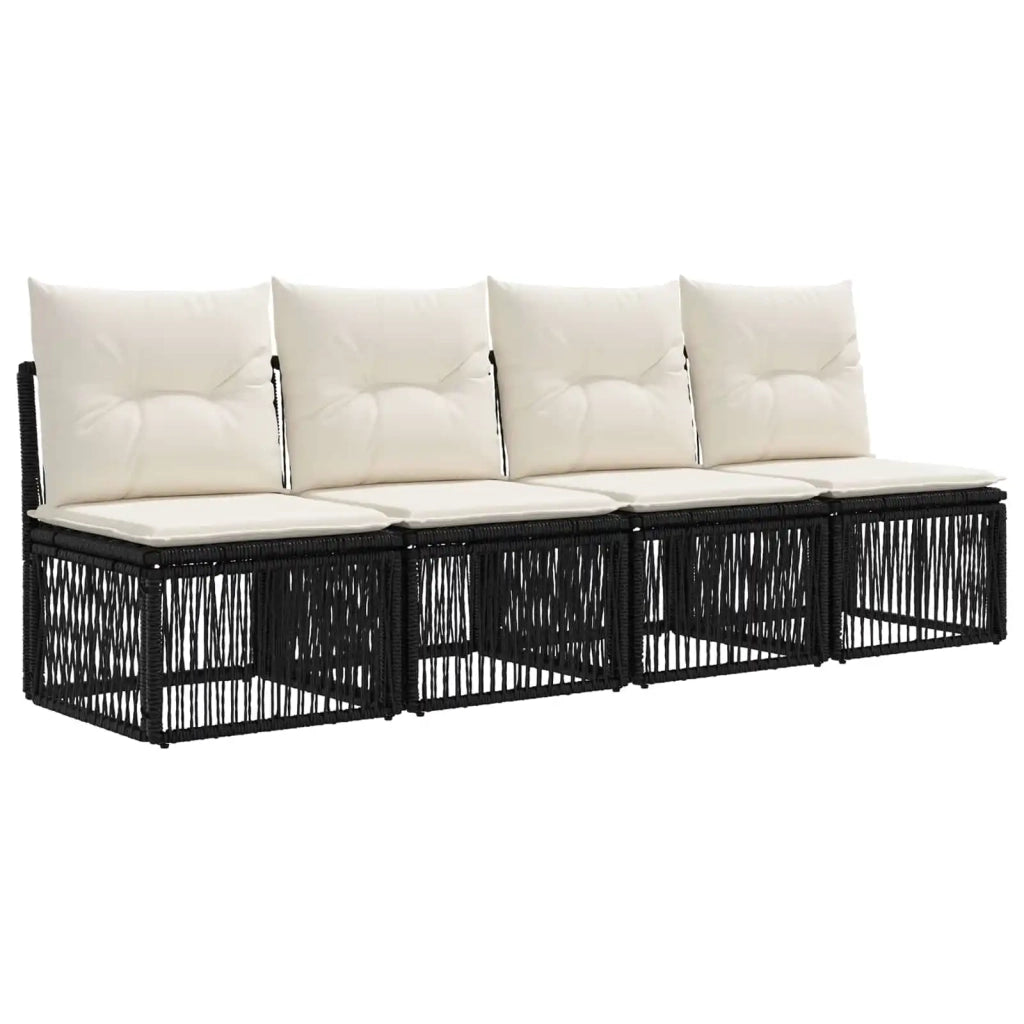Set Divano da Giardino 7 pz Nero e Bianco Crema polyrattan 3436618