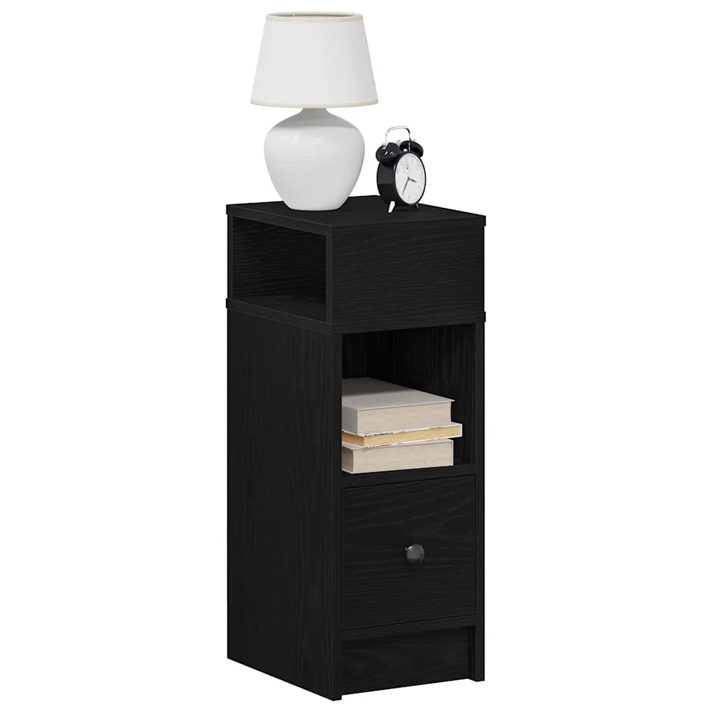 Comodino con Cassetto Nero 25x31x66 cm 858616