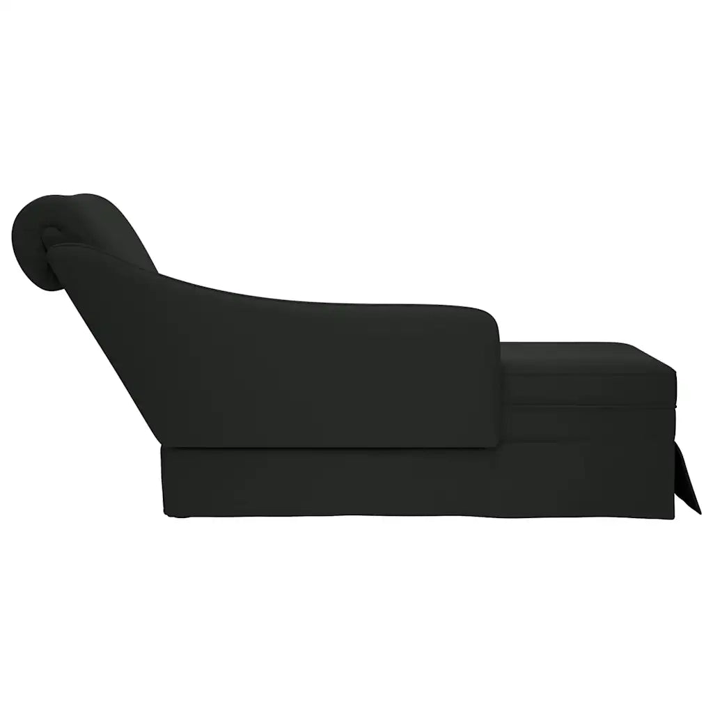 Sdraio con Capezzale e Bracciolo Destro in Velluto Nero 4009787