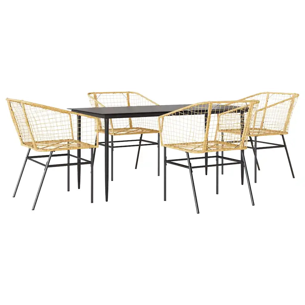 Set da Pranzo da Giardino 5pz Polyrattan Vetro 3334495