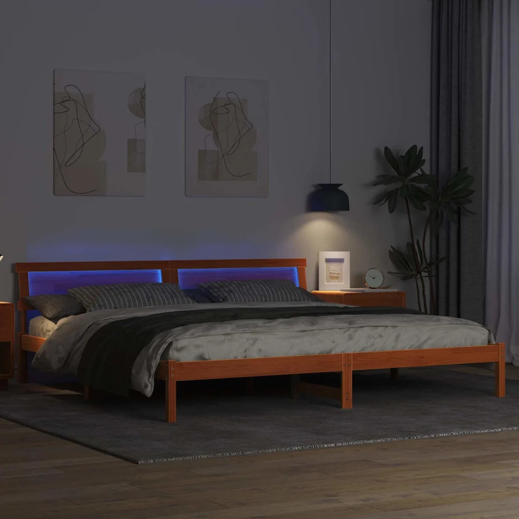 Letto matrimoniale | Letto per adulti | Struttura del letto Marrone cerato 180 x 200 cm Pino massello