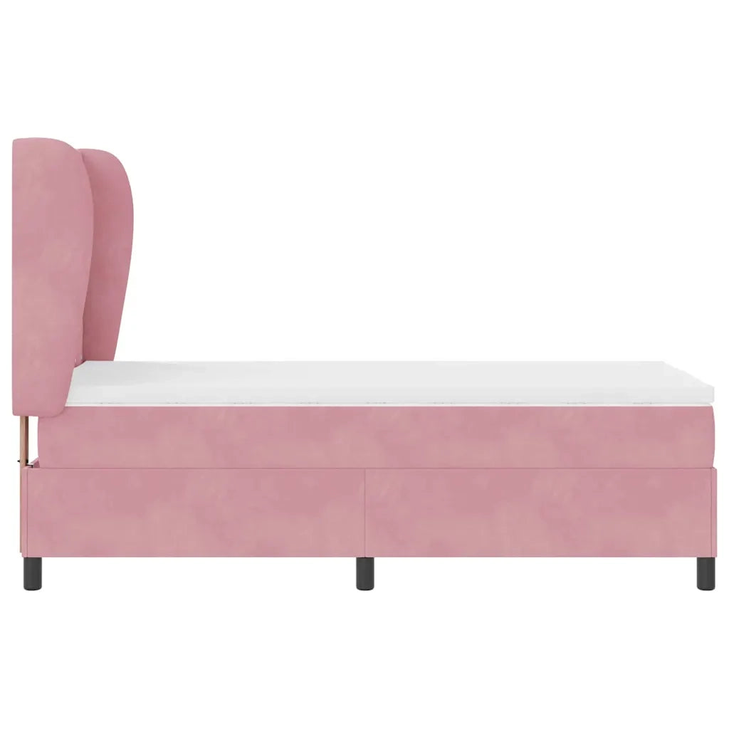 Letto a molle con materasso Rosa 200 x 90 cm Velluto 3340861