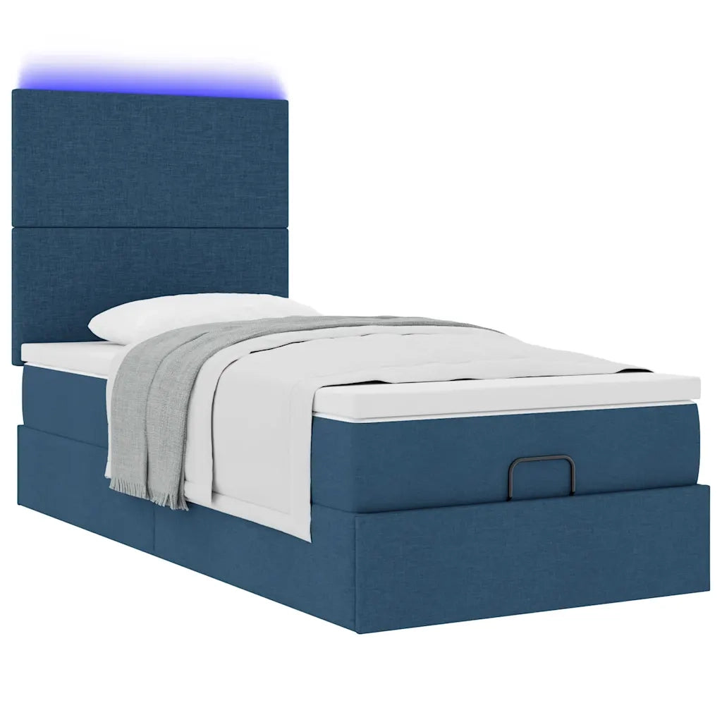Pouf Letto con Materasso e LED Blu 100x200 cm in Tessuto 3313905