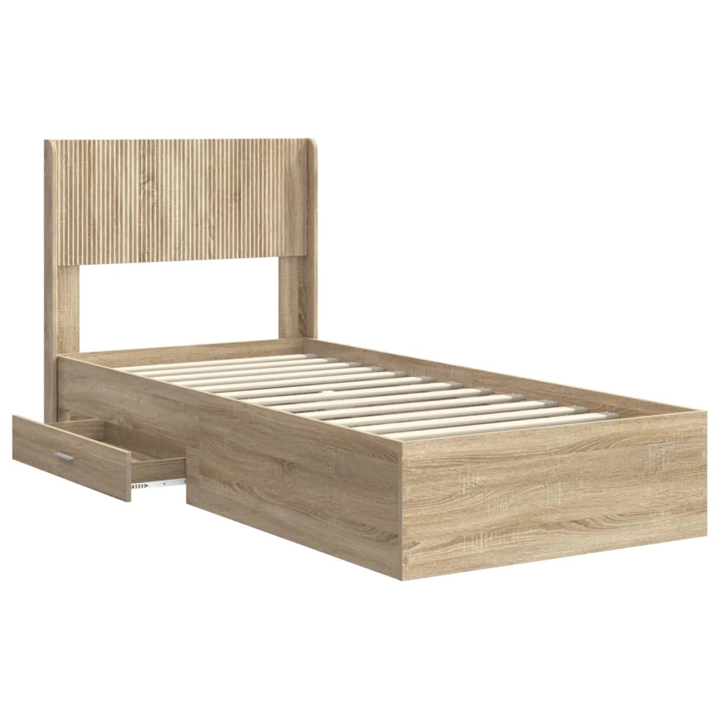 Struttura del letto con stoccaggio e testata Rovere Sonoma 3414517