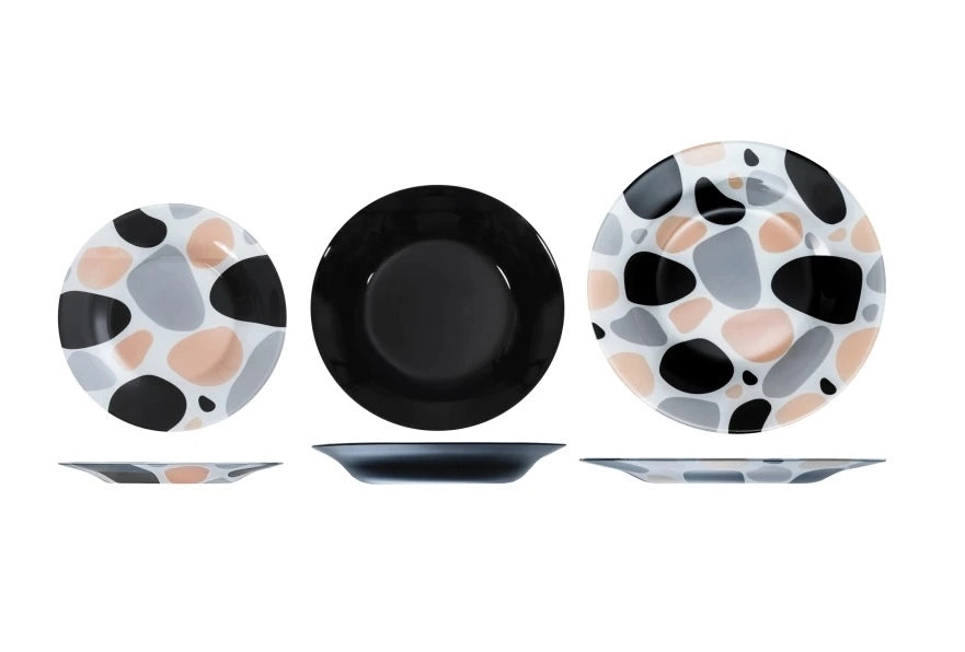 Servizio di Piatti da Tavola in Vetro Pebble 18 Pezzi Pasahbace
