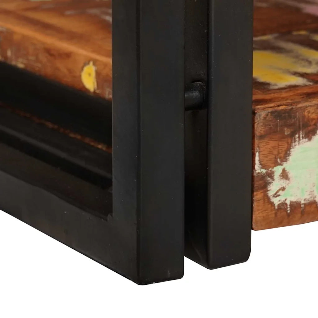 Comodino 2 pcs Marrone e Nero Legno massello di recupero 4016733