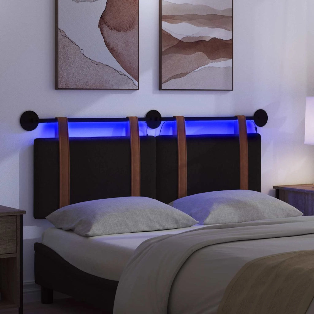 Testiera sospesa Con luce LED Nero PU Antico 3423956