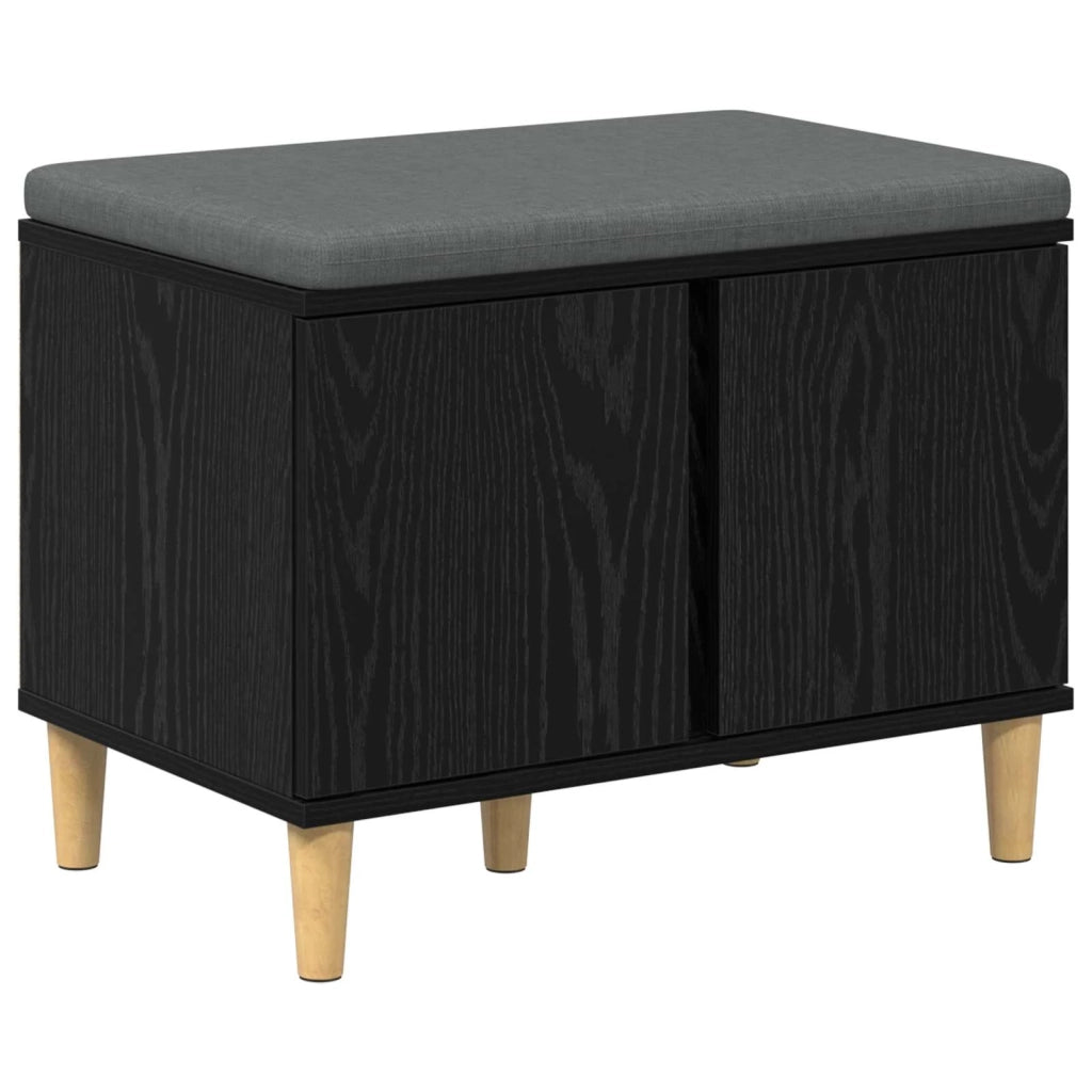 Panca per ingresso con cuscino Rovere Nero 60 x 38 x 46 cm