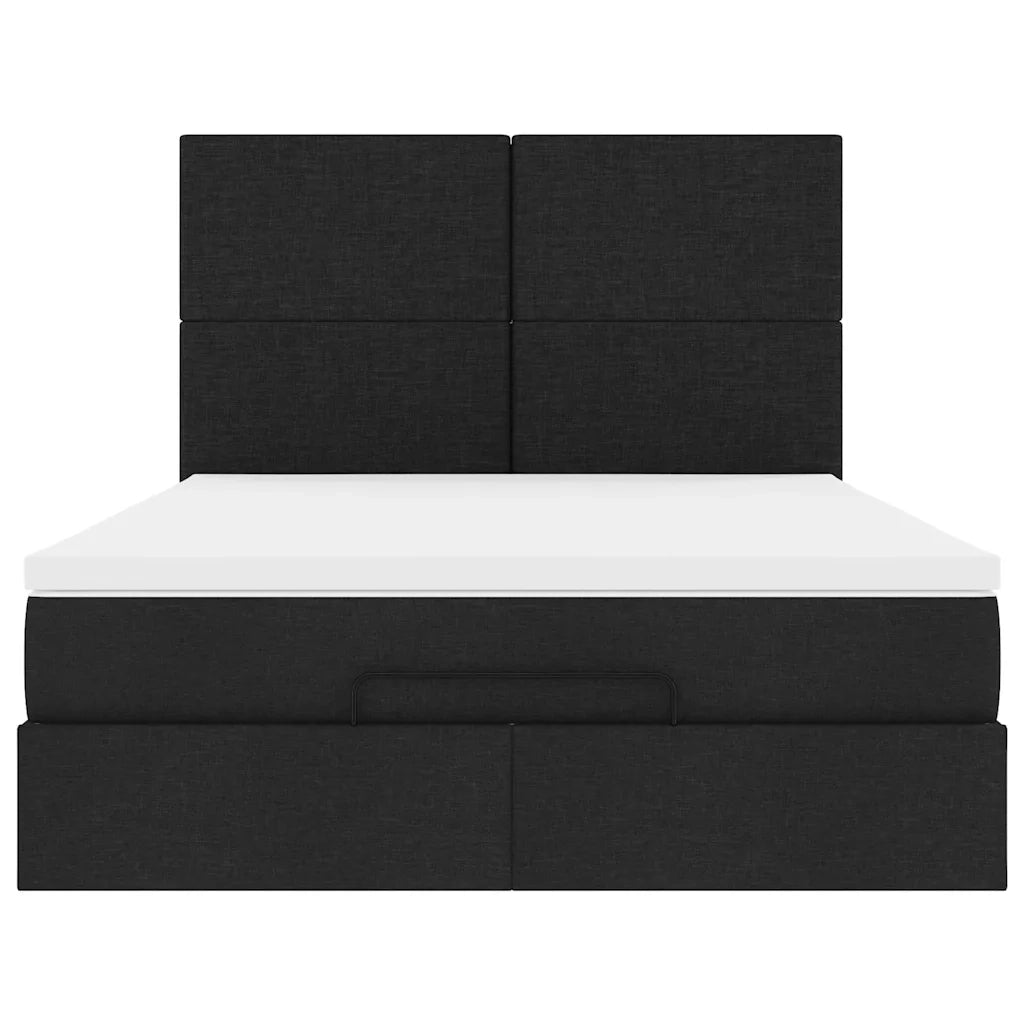 Struttura Letto Pouf con Materasso Nero 140x200 cm in Tessuto 3313080