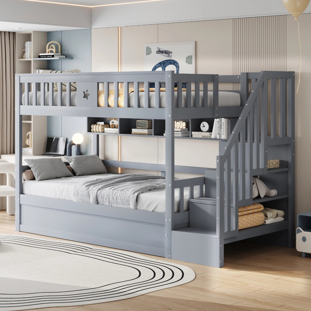 Letto a Soppalco con Contenitore Idraulico e Scaffali ¨C MINIMAL ¨C 90x200, Grigio