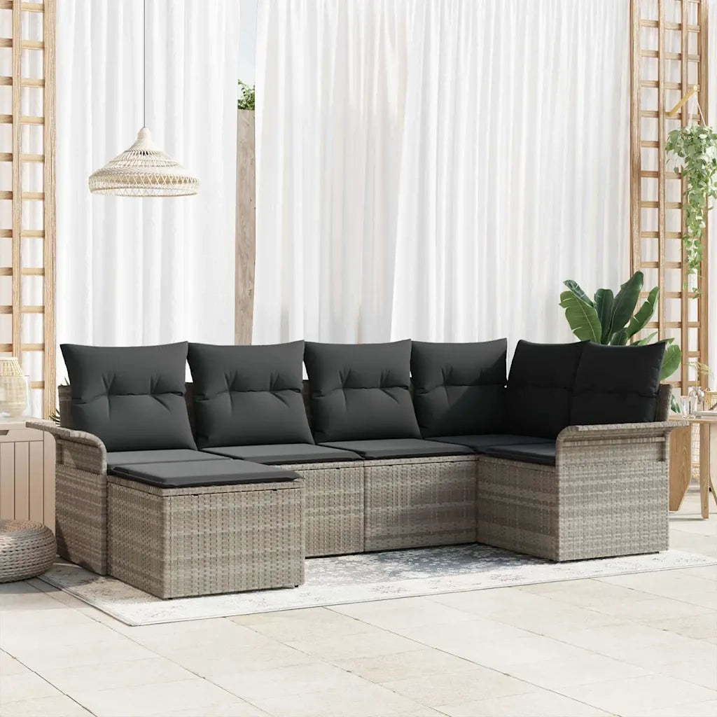 Set Divano da Giardino 6 pcs Grigio chiaro polyrattan 3345432