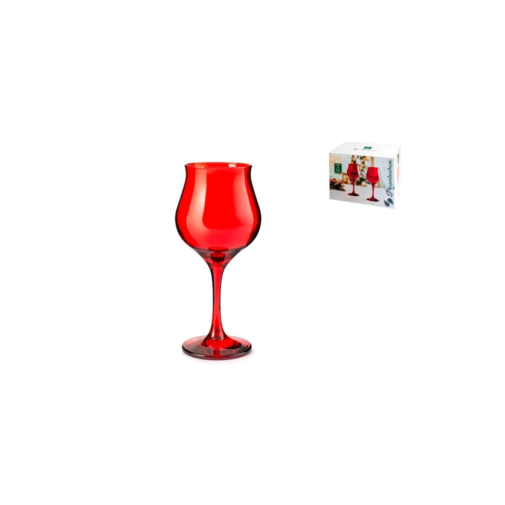 6 Calici  vetro wavy rosso cl 31