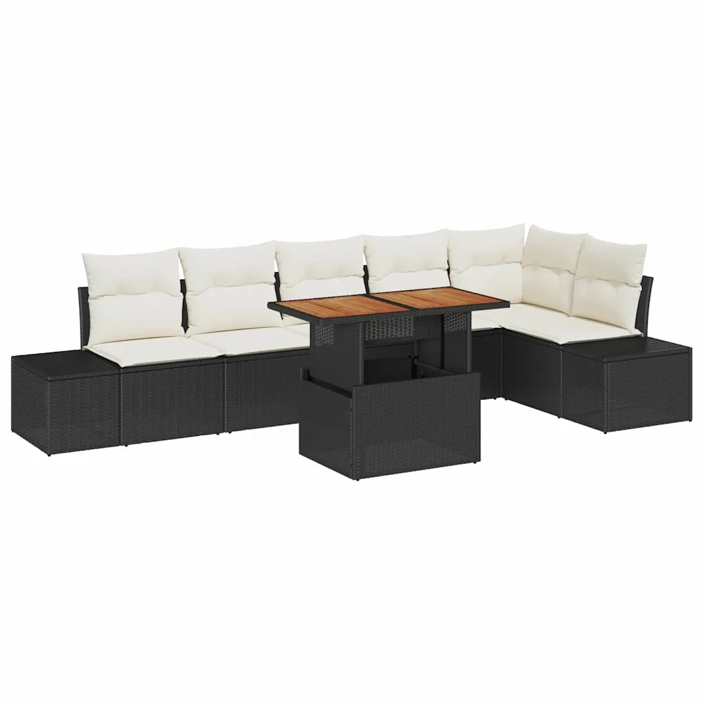 Set Divano da Giardino con archiviazione 7 pcs Nero Poly Rattan 3358707
