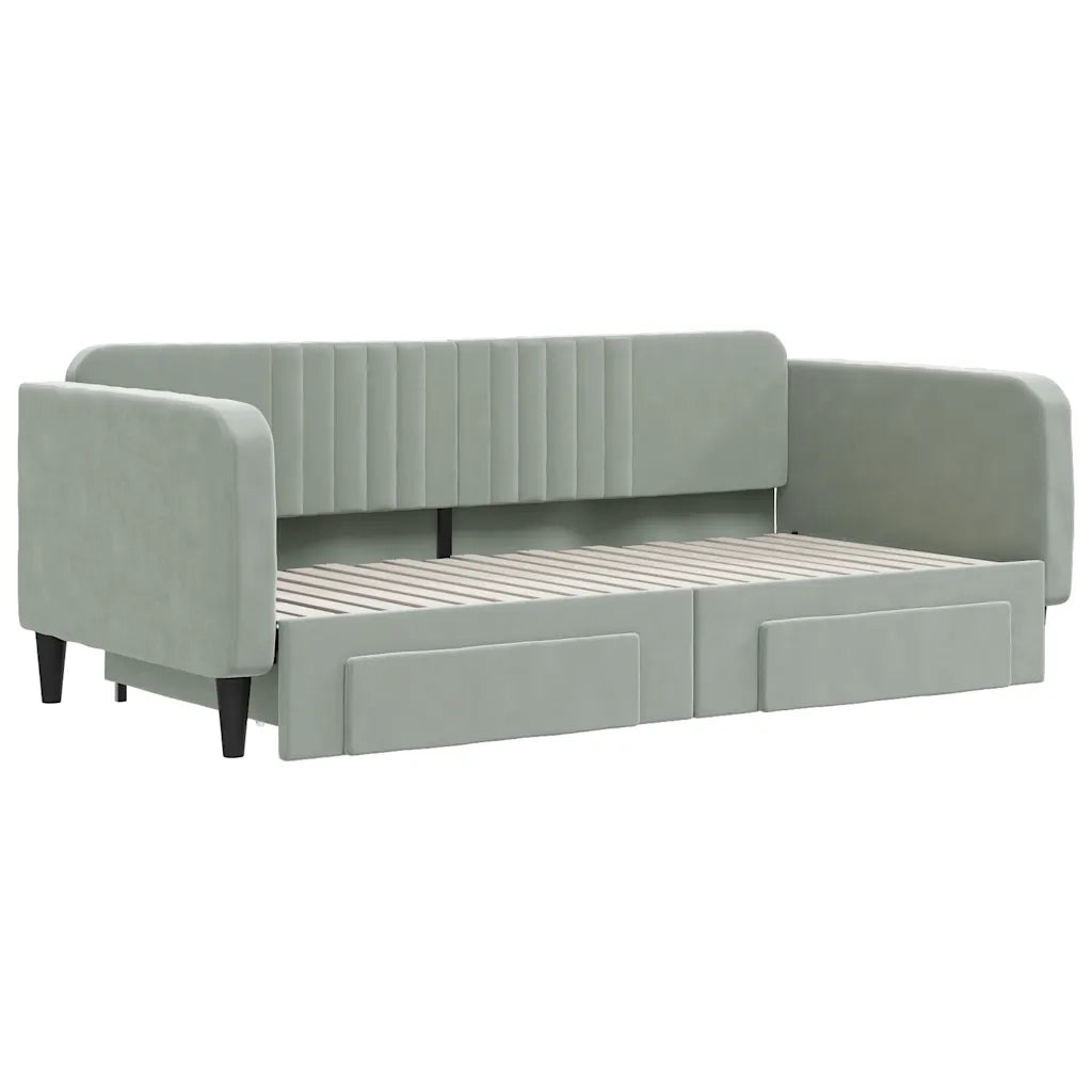Divano letto | Sof¨¤ letto | Letto singolo Estraibile Cassetti Grigio Chiaro 100x190 Velluto