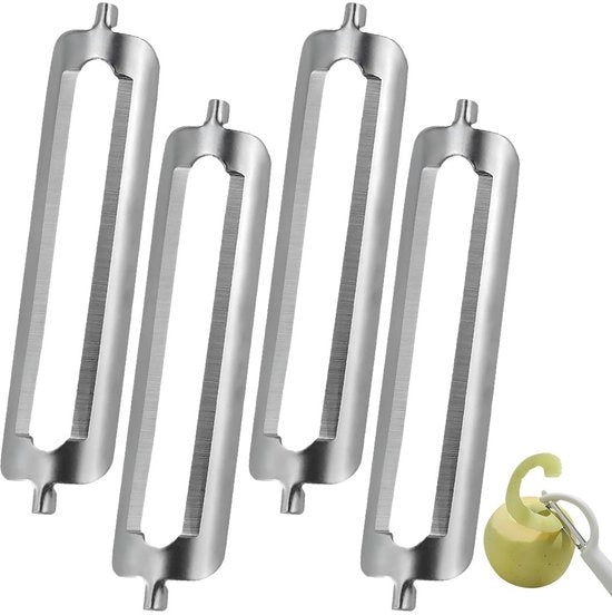 Schileratore per Verdure e Frutta a Doppia Lama - 4 Lama di Ricambio - Acciaio Inossidabile - Lama Affilata - Installazione Facile - Adatto per Verdure e Frutta - Schileratore a Doppia Lama con Lama di Ricambio