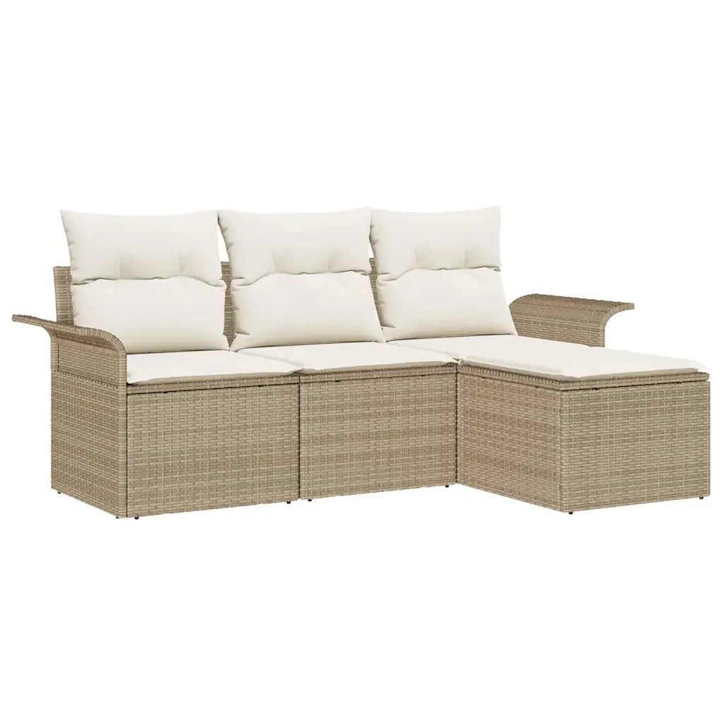 Set di divani con cuscino 4 pcs Beige polyrattan
