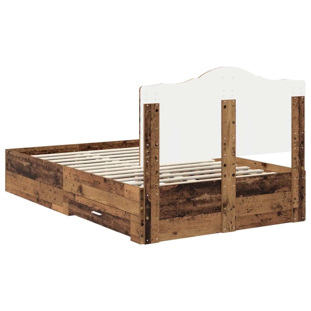 Letto matrimoniale | Letto per adulti | Struttura del letto con testiera Legno vecchio 120 x 190 cm