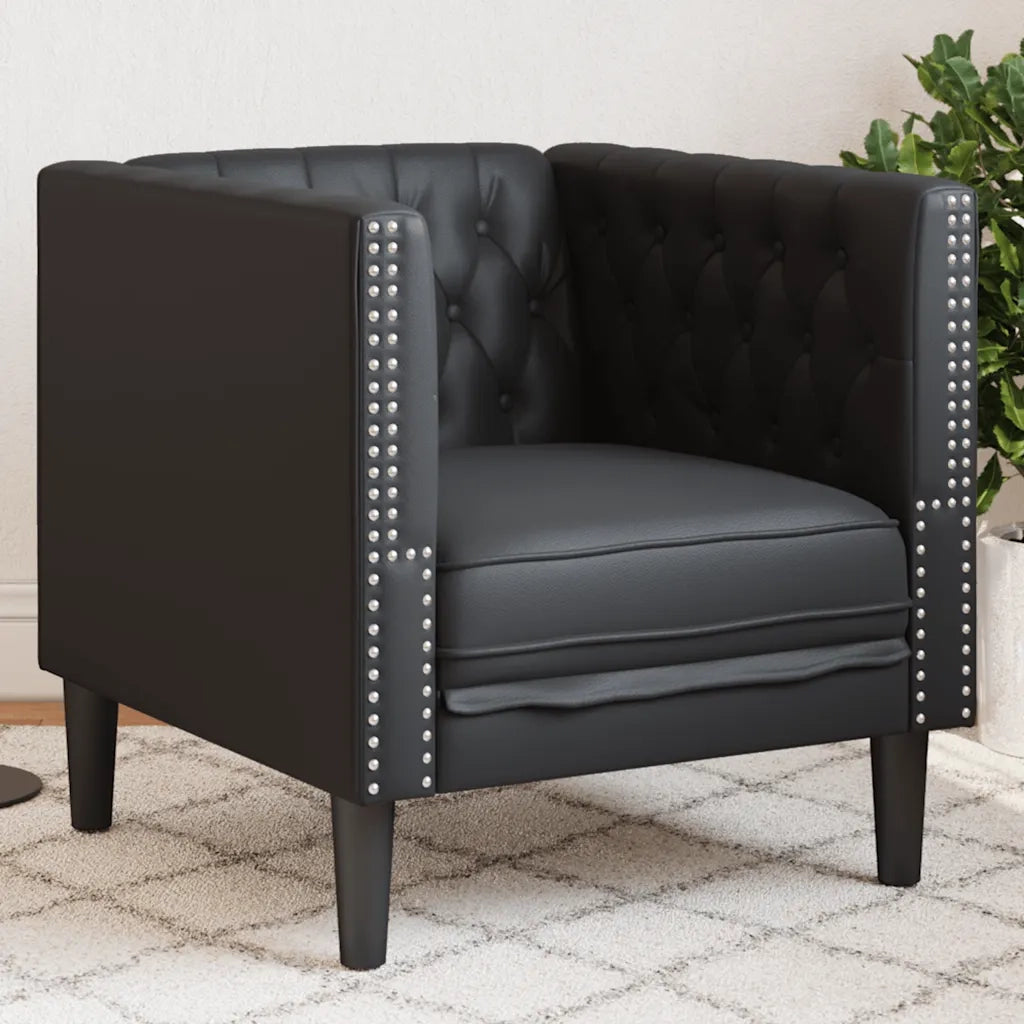 Poltrona Chesterfield Nera in Similpelle 372652