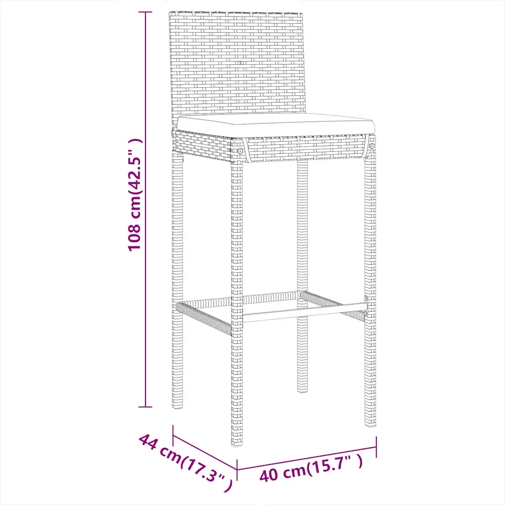 Set Bar da Giardino 7 pz con Cuscini in Polyrattan Grigio 3187628