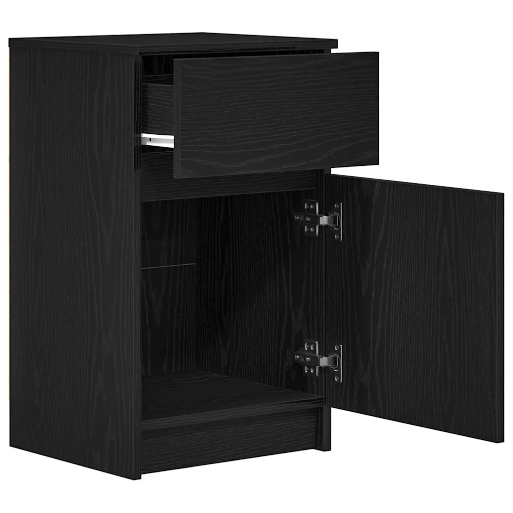Set di 2 Comodini | Armadio da Notte | Mobiletto da notte Neri 39x35x65 cm in Legno Multistrato