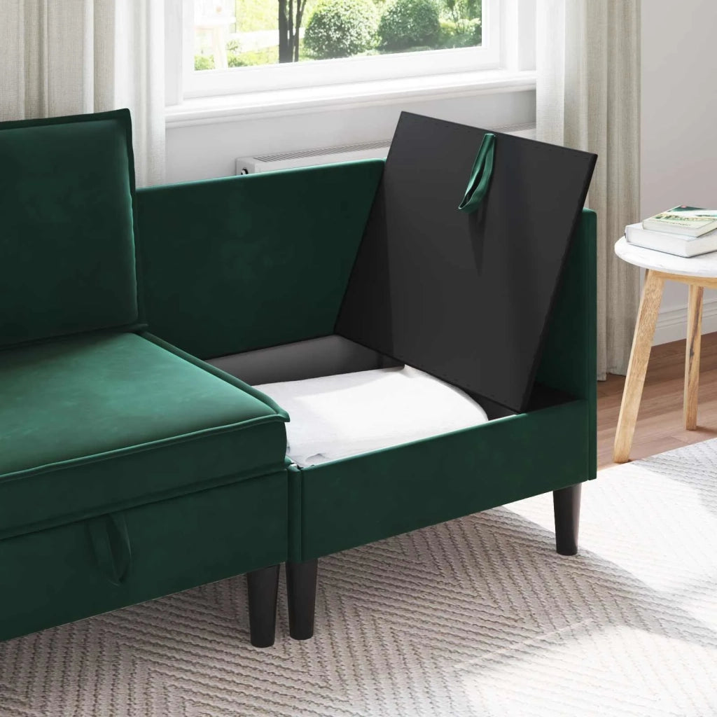 Divano con Stoccaggio Verde Scuro Velluto 42027079