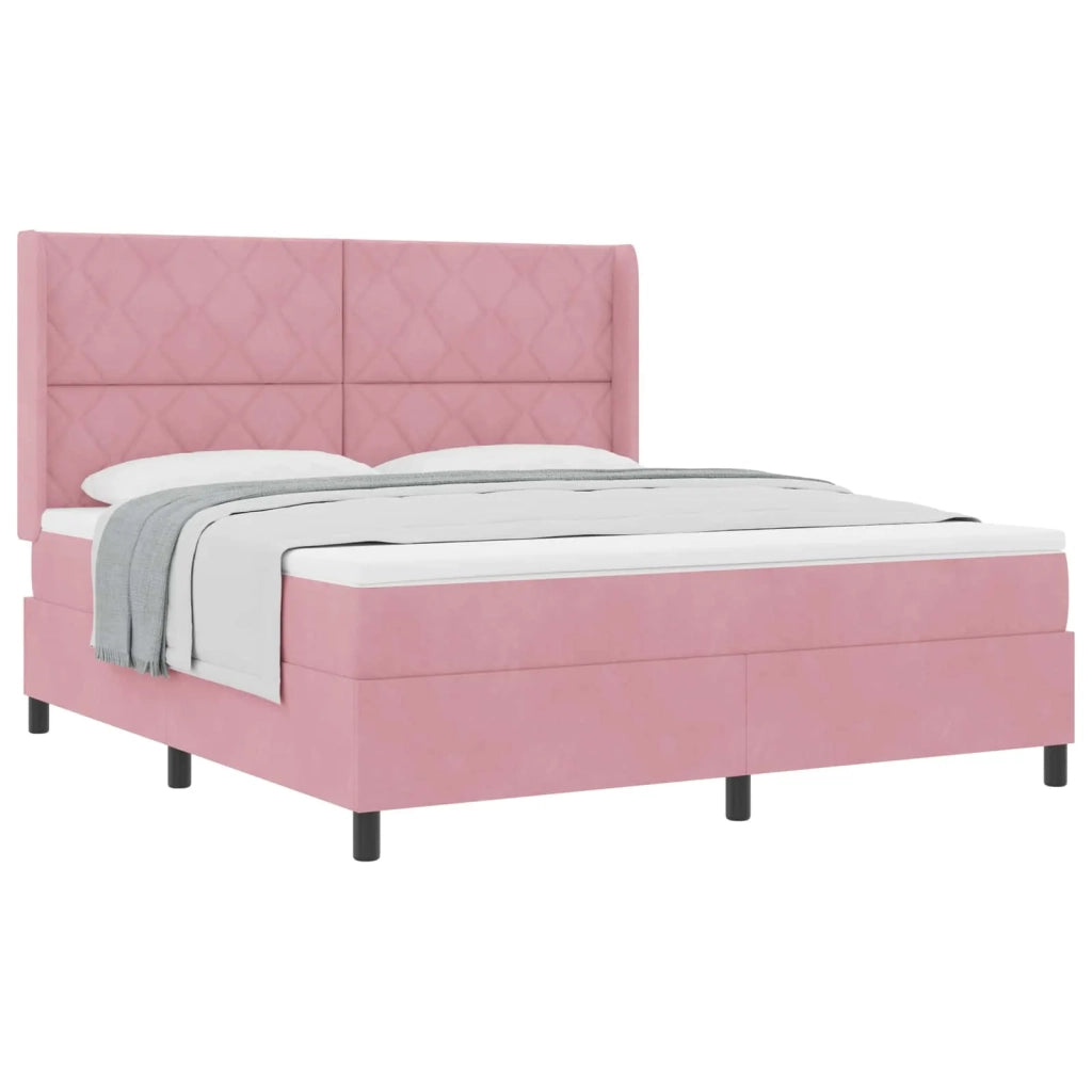Letto a molle con testiera Rosa 180 x 200 cm Velluto 3342079