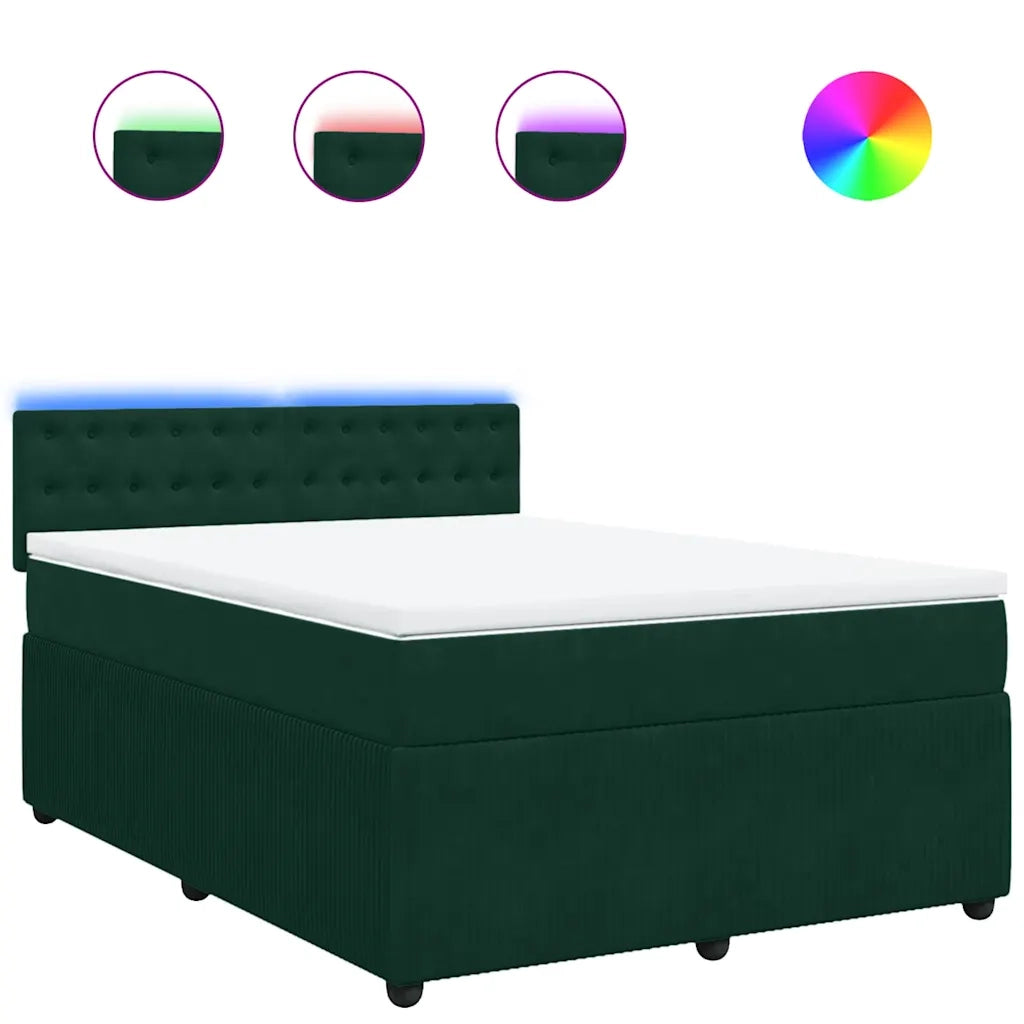 Giroletto a Molle con Materasso Verde Scuro 160x200 cm Velluto