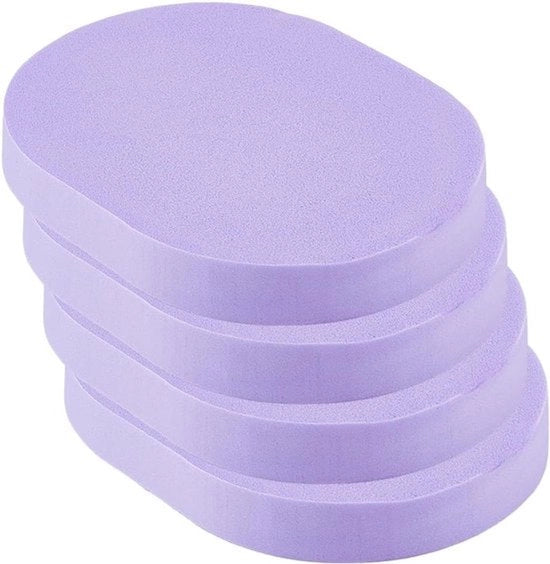 Spongia rimovibile per trucco - pulitore viso - forma ovale - saponi viso rimovibili - saponi per trucco color viola - pastiglie - esfoliante morbido - fondotinta giornaliera - rimozione - 4 pezzi - adatto per - cura della pelle - viola.