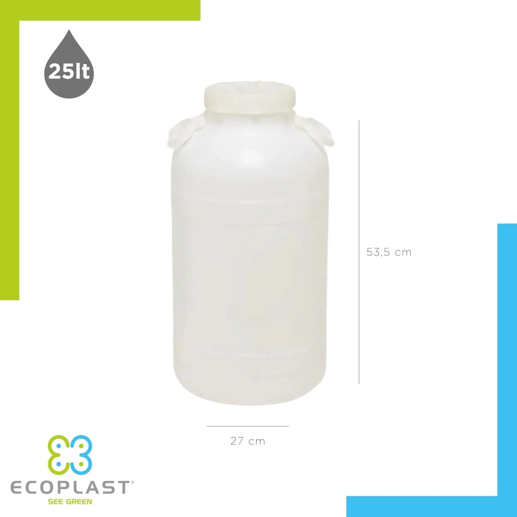 BIDONE FUSTO 'BOCCA LARGA' Lt. 25 plastica 4 pezzi ECOPLAST