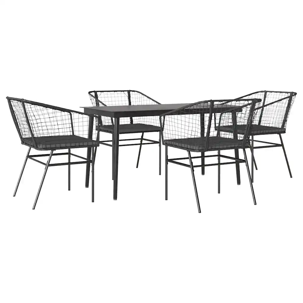 Set da Pranzo da Giardino con Cuscini 5 pz | Set Salotto da Giardino Polyrattan Vetro